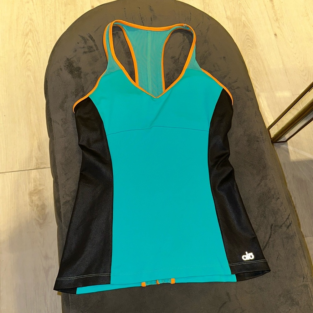 𝅺ALO Athletic Tank Top Activewear Mesh Shelf Bra